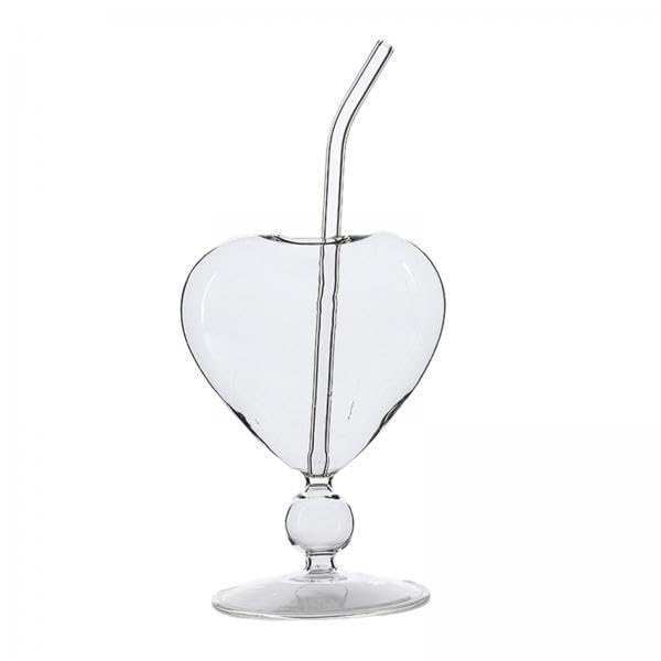 Ioensy 4x 10oz Glass Drinks Glassware Heart Shaped Glass