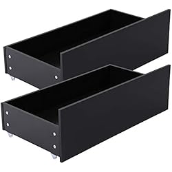 Cajones Bajo Cama Con Ruedas DORAFAIR Juego de 2 cajones para cama con ruedas blancas, 90 x 47 x 27 cm, color negro