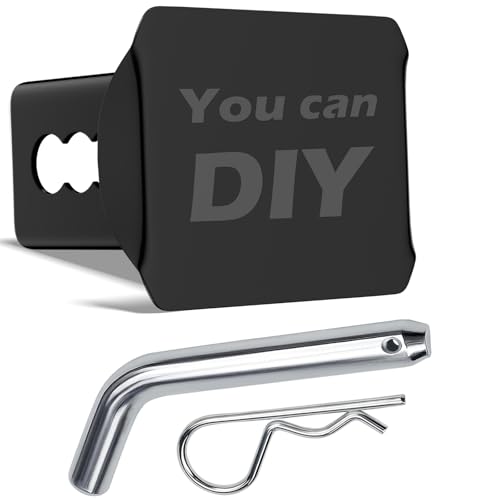 DIY Blank Metal Hitch Cover for 2 Inch Receivers(with Trailer Hitch Pin & Clip), Heavy Metal Trailer Hitch Cover for Trucks Accessories (Black,4.5“x 3