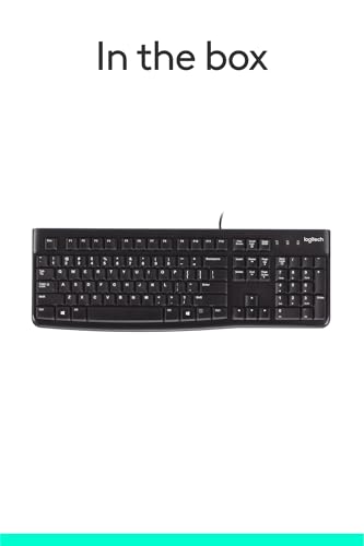 Image of Logitech K120 Wired Keyboard for Windows, USB Plug-and-Play, Full-Size, Spill-Resistant, Curved Space Bar, Compatible with PC, Laptop