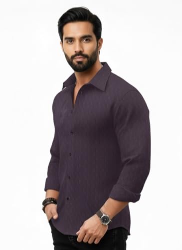 Image of Amazon Brand - INKAST Men's Regular Fit Button Down Dress Shirts Textured Long Sleeve Casual Hawaiian Shirt