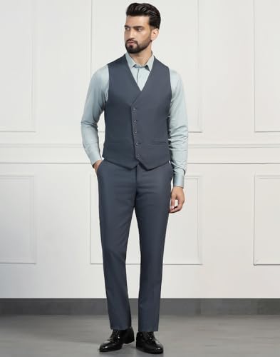 Image of Blackberrys Men Poly-Blend Textured Slim Fit Blue Suit