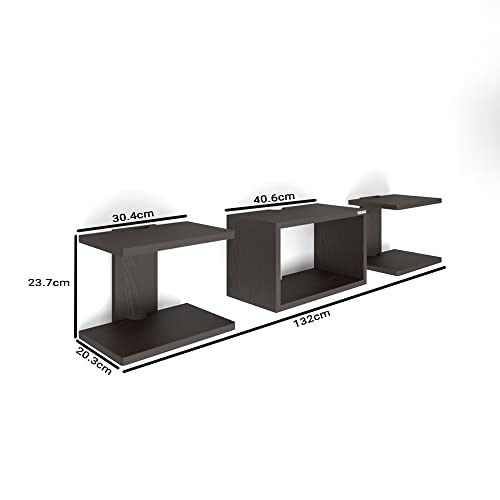 Image of ESTANTERIA CIMA Tv Unit Wall Mounted Engineered Wood TV Unit, TV Cabinet for Wall, TV Stand for Wall, TV Stand Unit Wall Shelf for Living Room, Set Top Box Wall Display Rack Stand(Standard, Wenge)