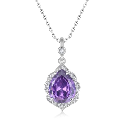 Collier pierre de naissance Fahonie pour femme avec pendentif poire en oxyde de zirconium