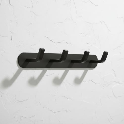 Image of SOSSI 4-Pin Wall Hooks for Hanging Cloth and Towel Hangers for Wall Hooks, Door Hangers, Hook Rail, Pack of 1 (Matt Black)