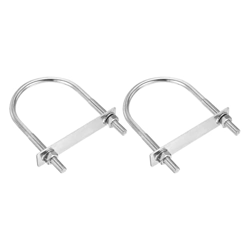Image of DTGN M10x90x150mm U Bolts Round Kit - 2Set - 304 Stainless Steel U-Bolt Kit with Nuts, Washers, Frame Plate - Good for Pipe, Trailer, Automotive, Leaf Spring Fastener