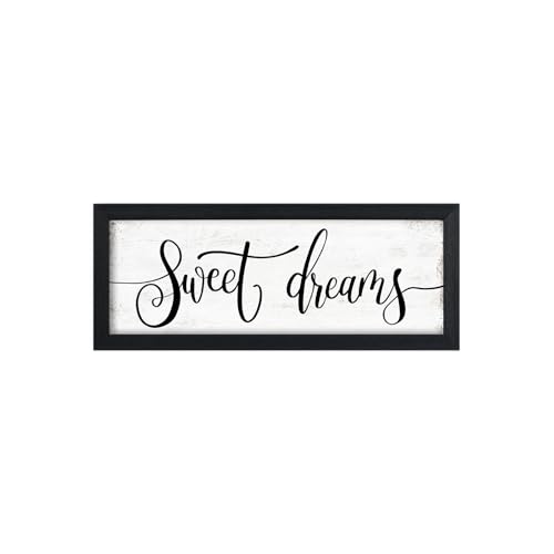 YPY Sweet Dreams Wall Decor Sign: Bedroom Wall Art Above Bed Farmhouse Sign Decorations for Master Guest Room Dormitory Black Frame Hanging