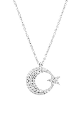 Remi Bijou - Collier en forme de lune croissante avec étoile en strass et zircone Ay Yildiz