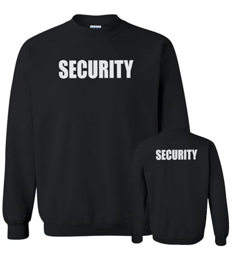NE Security Crewneck Sweatshirt Long Sleeve Unisex Premium Cotton Blend for Security Guards (US Alpha Large Regular Regular Black)