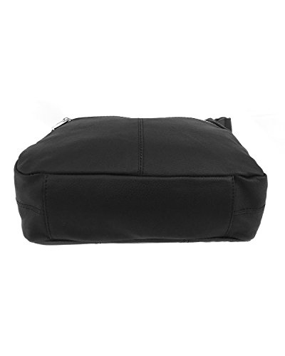 Roma Leathers Leather Shoulder Purse - Double Main Compartments, Long Adjustable Strap - Black3