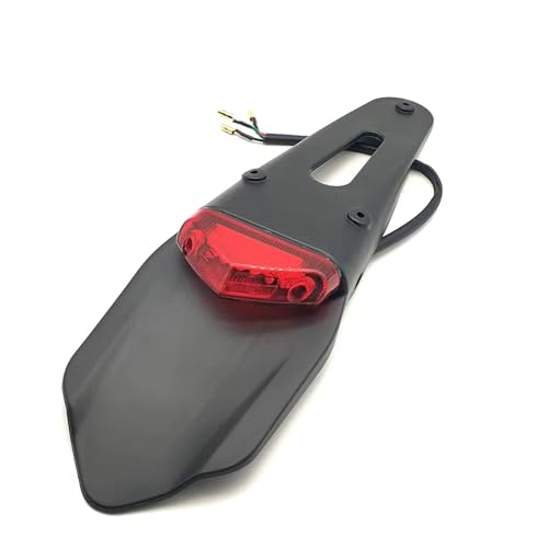 matrícula de Motocicleta para Enduro Motocross Motocicleta Trasera para Guardabarros Soporte para Placa Matrícula con Luz Trasera LED 12V Lámpara Freno Universal Eliminador De Guardabarros(Red)