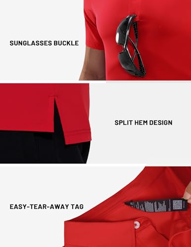 Image of MIER Polo Shirts for Men Short Sleeve Dry Fit Performance Golf Tennis Active Collared Shirts, UPF 50+ Sun Protection