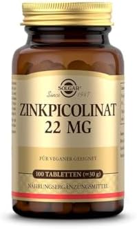 SOLGAR® Zinkpicolinat, 100 vegane Tabletten, über 3 Monate Vorrat | Zink unterstützt das Immunsystem sowie Haut, Haare und Nägel, für den Säure-Basen-Haushalt & Stoffwechsel