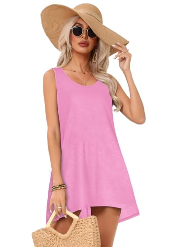Image of elescat Womens Swimsuit Cover Up Summer Sleeveless T Shirt Beach Dress Tank Bikini Coverups 2026