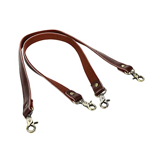 Image of 22.83-Inch Brown Leather Bag and Shoulder Strap, Set of 2