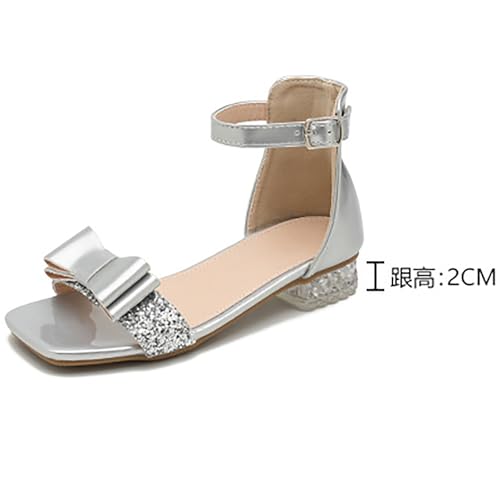 IWIHMIV Girls Open Toe Princess Sandal Summer Dress Sandal Low Heel Shoes for Wedding Dance Flower Girl4