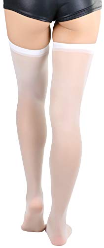 ToBeInStyle Women's Sheer Nylon Thigh Highs With Seamless Satin Bow3