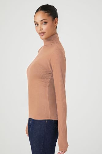 Image of Emmalise Womens Turtleneck Top Long Sleeves Fitted Ribbed Top