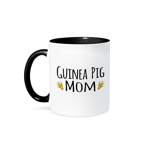 3dRose Guinea Pig Mom Mug, 11 oz, Black