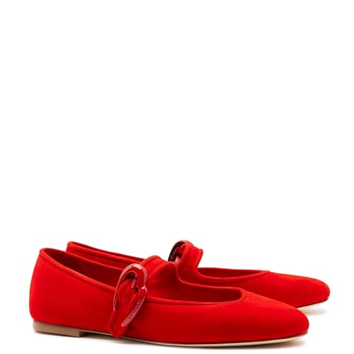 Verona Ballet Flat In Scarlet Suede2