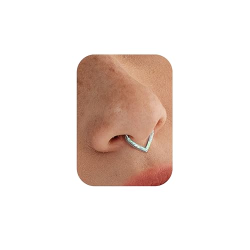 BodyBonita Azul Ópalo 16G Lágrima Piercing Septum Joyería - Aro para Tabique Nasal Con Bisagra de Acero Quirúrgico 316L Aros Piercing para Hélice Caracola Pendiente Daith Plata 8 mm