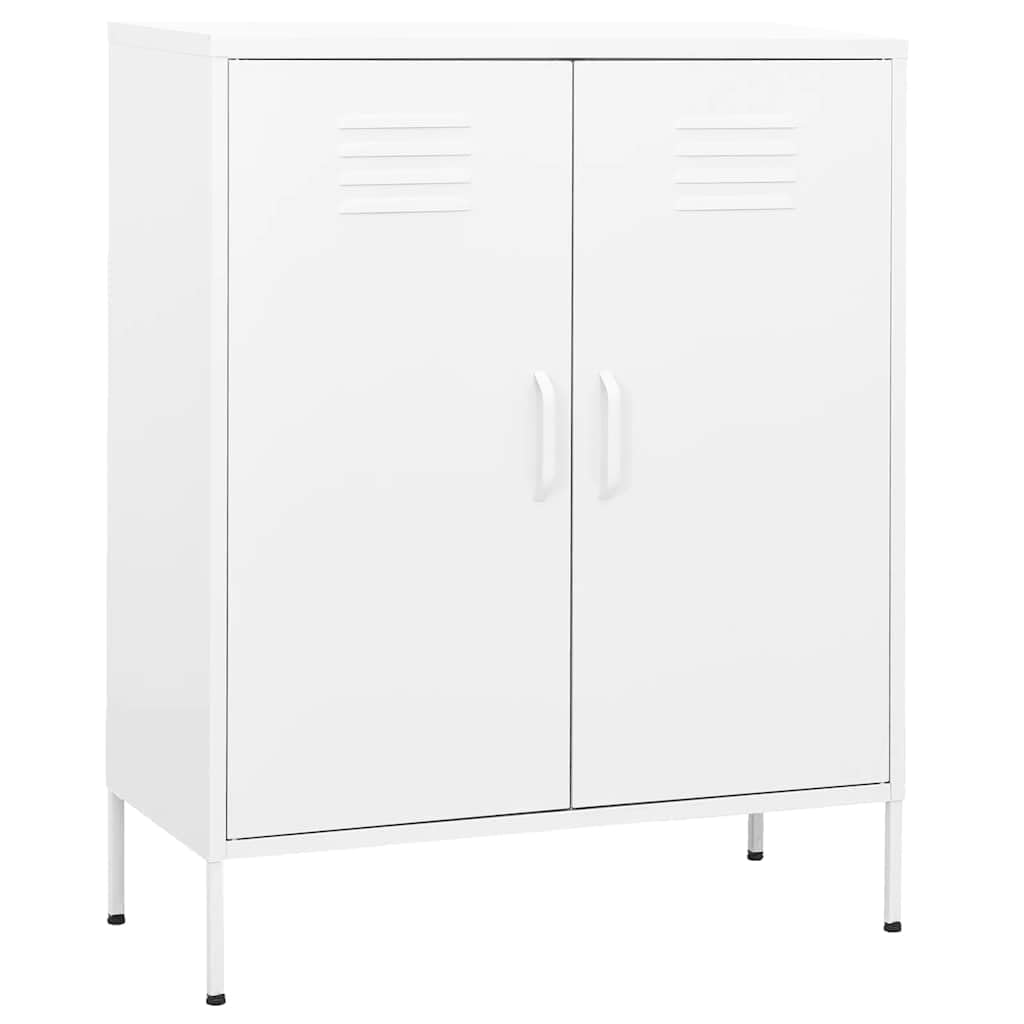 Generisch Hoher, weißer Stahlschrank (80 x 35 x 101,5 cm), Tragkraft 90 kg, verstellbare Einlegeböden, Nivellierfüße und Wandhalterung, schlankes Design für Wohnzimmer, Küche und Schlafzimmer
