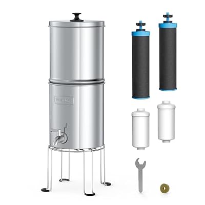 Waterdrop ???????????????????????????????? Gravity-fed Water Filter System, Increase PH, Reduces Fluoride and up to 99% of Chlorine, with 4 Filters and Metal Spigot, King Tank Series, 2.25G