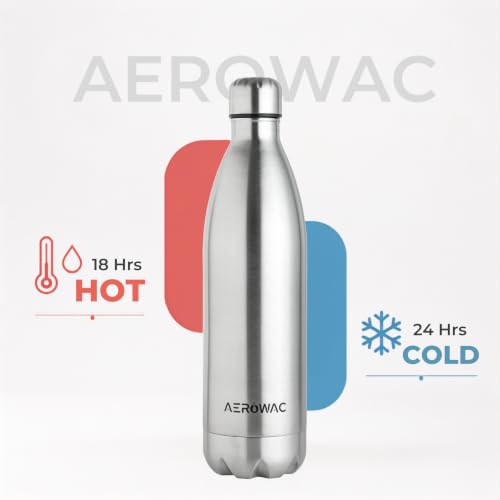 Image of 304 Stainless Steel Viva Insulated Flask 1000ml | Hot & Cold 24 Hours | Double Wall, Lightweight, Leak Proof, BPA-Free Bottle | Ideal for Office, Gym, School & Travel (Matte Silver, Pack of 1)