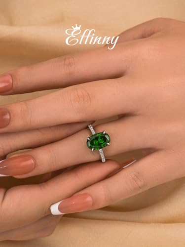 3.5ct Green Oval Cut Engagement Ring for Women,925 Sterling Silver Simulated Diamond Promise Ring3