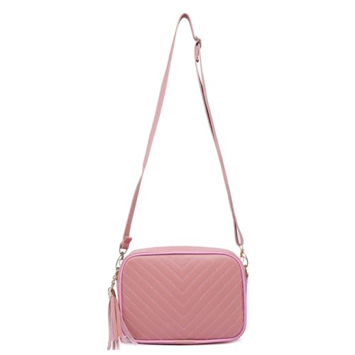 Bolsa Transversal Bolsinha Dia A Dia Pequena Couro De Lado (Rosa)