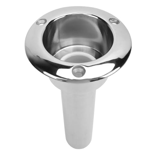 Image of Heavy Duty Stainless Steel Deluxe Rod Holders, 2 in 1 Flush Mount Fishing Rod Pole Holders, 0 15 30 Degree Boat Fishing Rod Cup Holder 280mm Round Top Cup Holder for Yacht Ship(0 Degree)