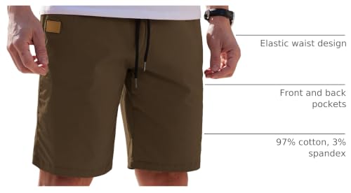 Image of COOFANDY Mens Casual Shorts Cotton Elastic Waist Drawstring Shorts Lightweight Summer Beach Shorts