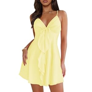 Women Sleeveless Sexy V Neck Summer Dress for Women Casual Flowy Beach Club Party Spaghetti Strap Mini Sundress