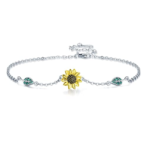 Bracelet de tournesol en argent sterling pour illuminer vos tenues d'été et d'hiver
