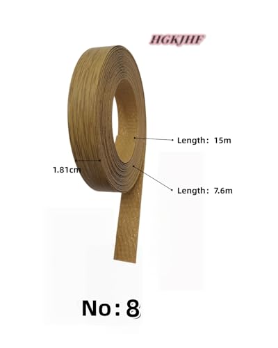 Image of HGKJHFmelamine Edging Tape. pre Coated with hot melt Adhesive Flexible Veneer Edge Edging, Used for Cabinet and Furniture Maintenance (No8-Light Brown Wood Color, 1.81cm*15m)