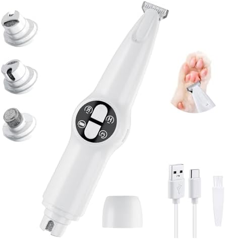 Mcbazel 2 in 1 Dog Paws Trimmer Nail Driller for Pet, Electric Dog Nail Grinder Low Noise Pet Paws Grooming Trimmer with LED Light for Eyes, Ears and Face