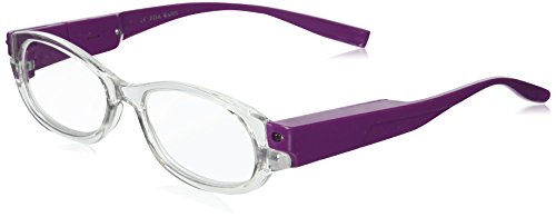 EVIDECO LED Reading Glasses With Light, LRGM Purple Optic By Finess Power +2.5
