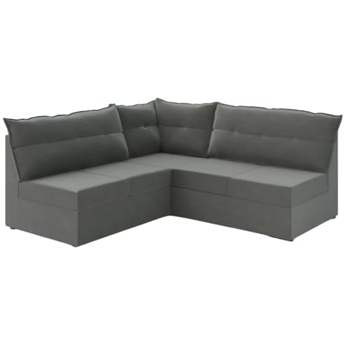 Sofá de Canto 5 Lugares Renaut Suede Cinza Mamflex