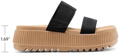 DREAM PAIRS Waterproof Slip On Platform Sandals,Black,8 - 4