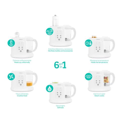 Miniland Chefy 6 Robot de cocina para bebés Multifunción 6 en 1. Esteriliza, calienta biberones, cocina al vapor, tritura, descongela. (Modelo 2022). - imagen 2