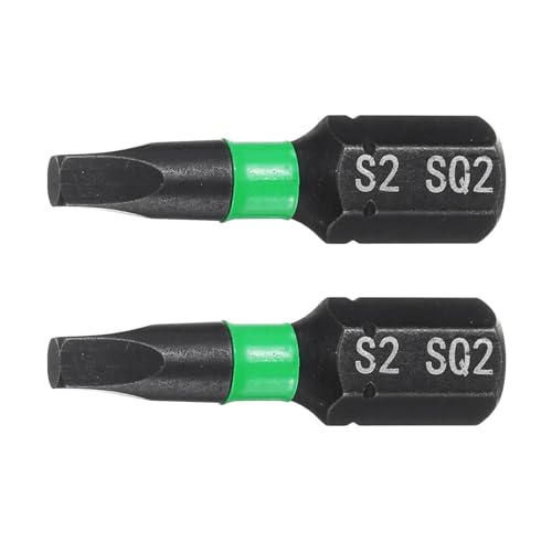 Image of TA-VIGOR 2PCS SQ2 Square Screwdriver Bits, 1/4" Hex Shank 25mm/1" Length Magnetic 4 Point Head Hex Bits, S2 Steel Hex Screwdriver Bit for Furniture Assembly DIY Repair
