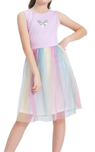 DANI CHINS Girls Knit Sleeveless Tutu Dress Colorful Tulle Dresses