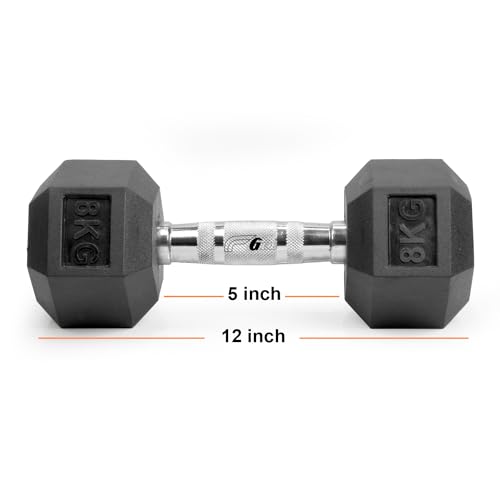 Image of Gee Rubber Coated Excercise Fixed Hex Dumbells 2.5kg (Pack Of 2 Pcs)