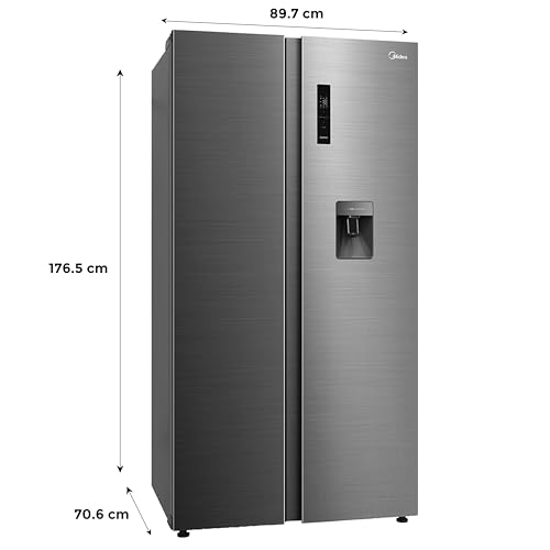 Image of Midea 560 L Side by Side Refrigerator, Inverter Compressor, Multi Air Flow Cooling, Water Dispenser (Frost Free, Energy Efficient, Large Capacity, Bru-Steel Finish)