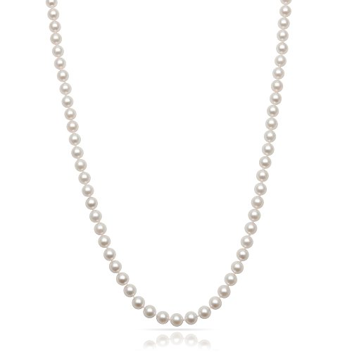 Belacqua Natural Cultured Freshwater Pearl Strand Necklace in Sterling Silver, Size 5.5-9.5mm, Length-16 to 36 Inches, Clasp-Fishhook, Jewelry for Women, Gift Box Included