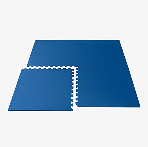 Image of We Sell Mats Premium Foam Interlocking anti-fatigue tiles great for gyms PX90 Insanity Pilates Yoga aerobics cardio trade shows kids payrooms and more. Blue 48 SQFT-12 Tiles