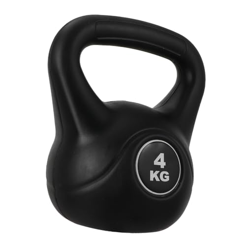 SUPVOX 4Kg Odorless Plastic Kettlebell Black for Deep Squat Equipment Arm Muscle Training Portable Weight Grip for Home Gym Exercise