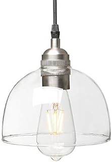Yosoan Nordic Vintage Glass Pendant Lights, Dome Ceiling Lights, Decorative Down Light for Kitchen Island Living Room Dining Room Bedroom, E27 (Brushed)
