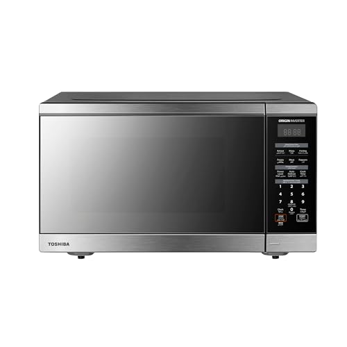 TOSHIBA 45L Microwave Oven 1000W,10 Power Levels Output, 55.5dB* Quiet Operation, ORIGIN INVERTER Technology, 20 Auto Menus, Sensor Cook Function,ML3-EM45PFI(MB),Black,Mirror Glass Design