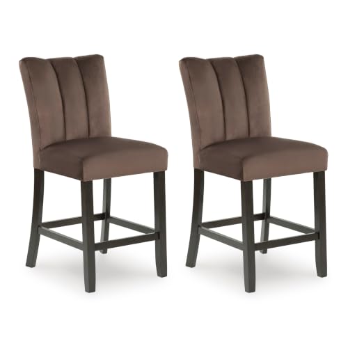 Signature Design by Ashley Zendalia Velvet Counter Height Barstool, 2-Pack